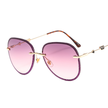 Colorful crystal-cut frameless sunglasses