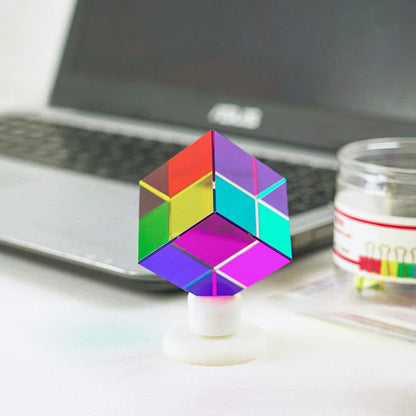 Colorful Cube Multicolored Crystal Stone Pyramid Toy