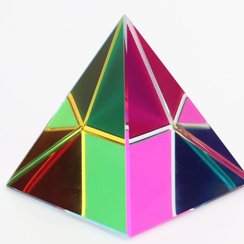 Colorful Cube Multicolored Crystal Stone Pyramid Toy