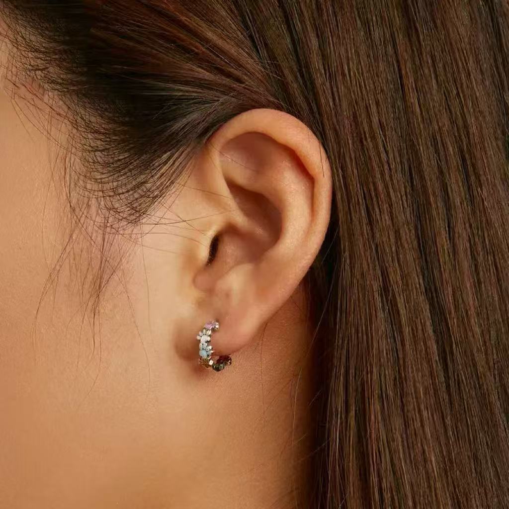 Colorful Cute Pet Paw Print Earrings with Ear Clips for Women