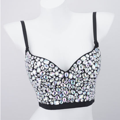 Colorful diamond strapless halter top