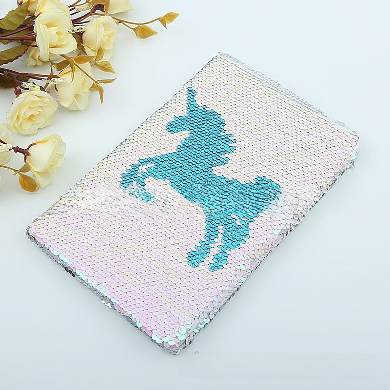 Colorful Fish Scale Sequin Notebook with Double-Sided Flip Design