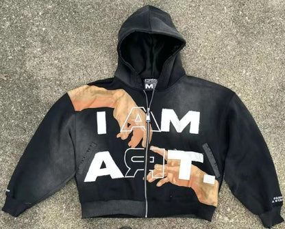 Colorful Letter Print Hooded Sweatshirts