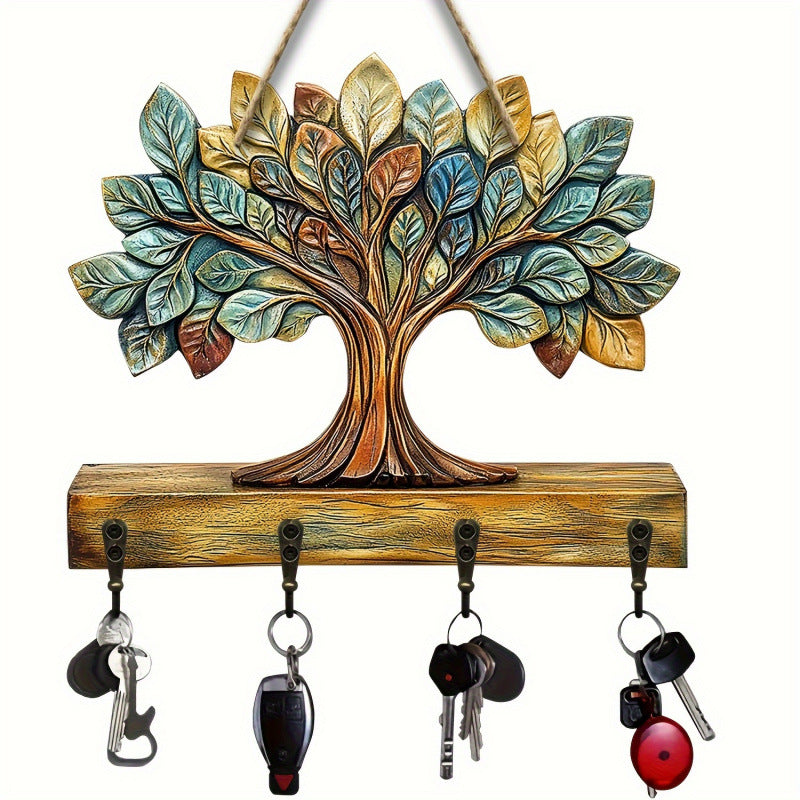 Colorful Life Tree Wooden Key Hook