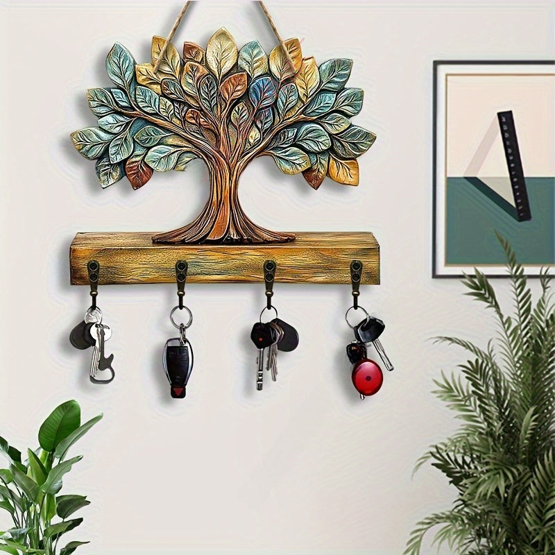 Colorful Life Tree Wooden Key Hook