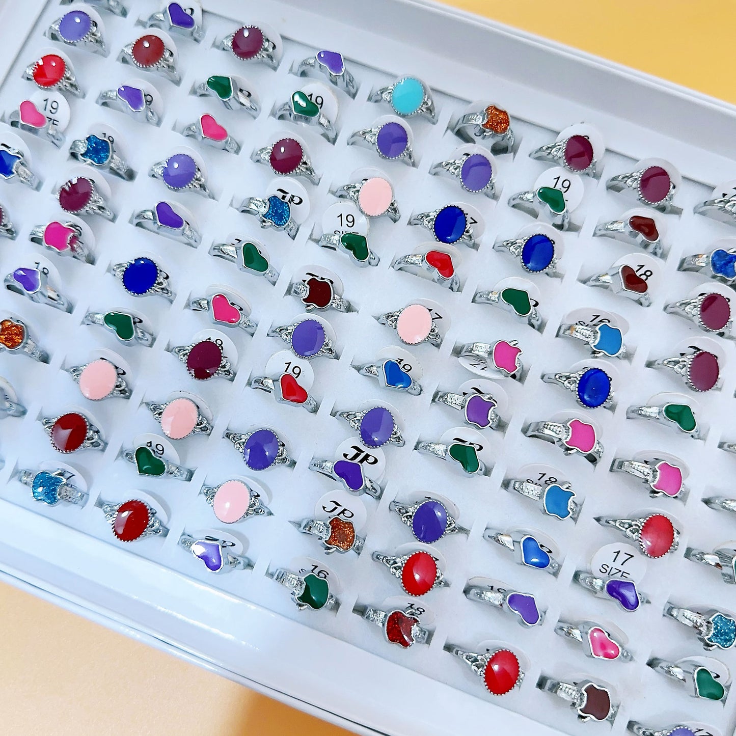 Colorful Oil Drop Love Heart Alloy Rings