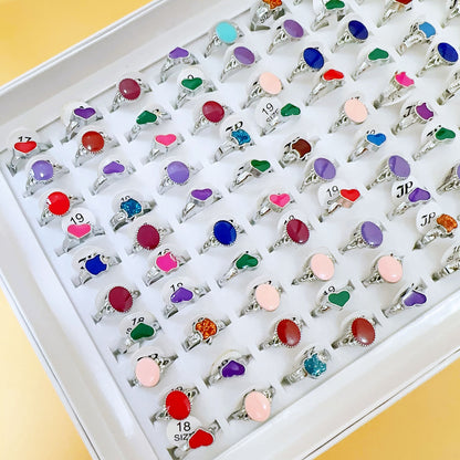 Colorful Oil Drop Love Heart Alloy Rings