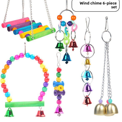 Colorful Parrot Bell Toy with Hanging Chain