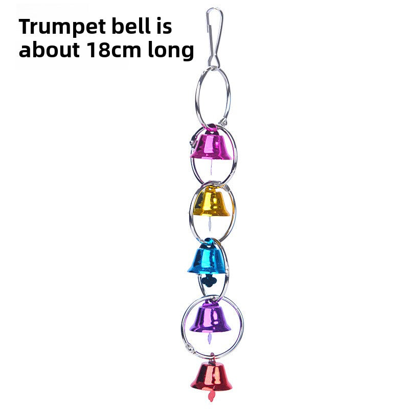 Colorful Parrot Bell Toy with Hanging Chain