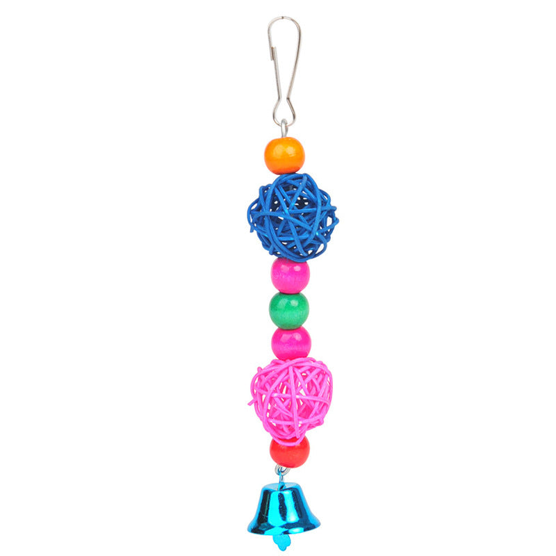 Colorful Parrot Bell Toy with Hanging Chain