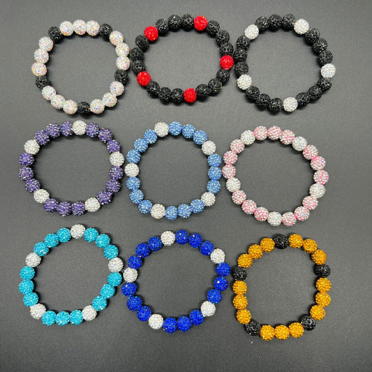 Colorful Rhinestone Baseball Bracelet for Men and Women