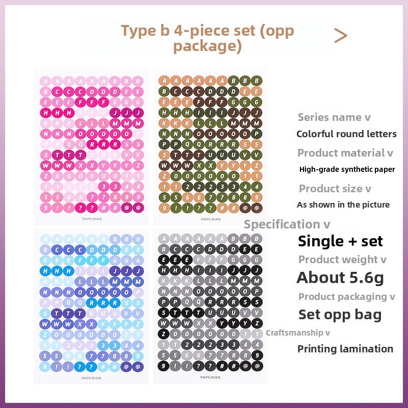 Colorful Round Letter Number Stickers
