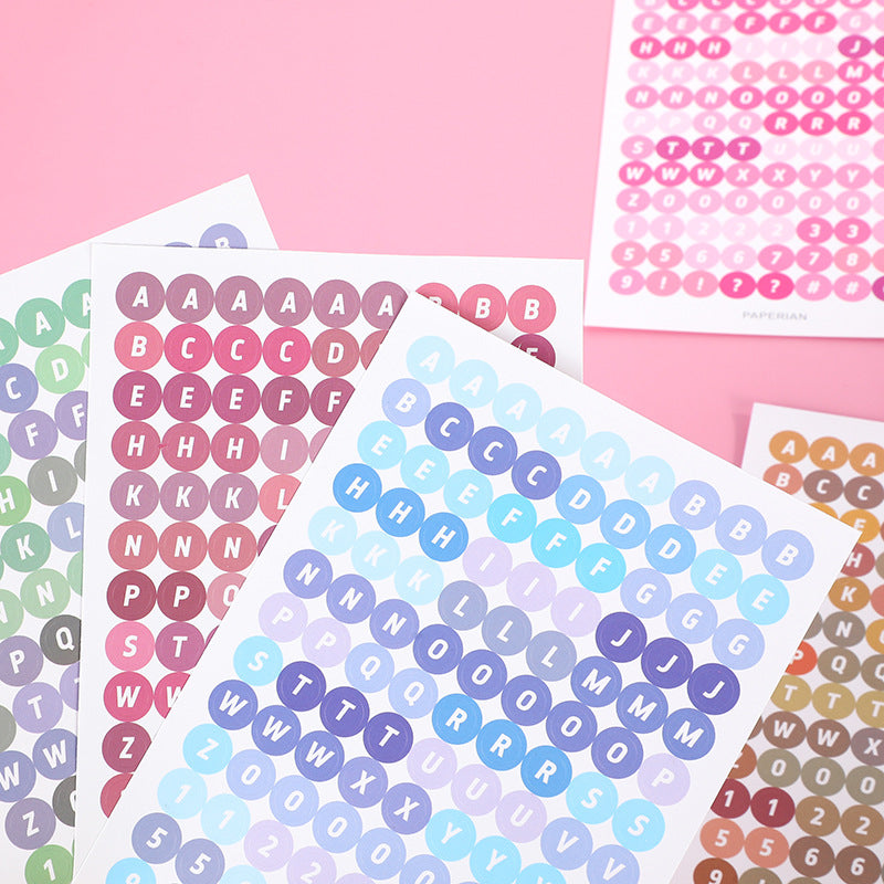 Colorful Round Letter Number Stickers