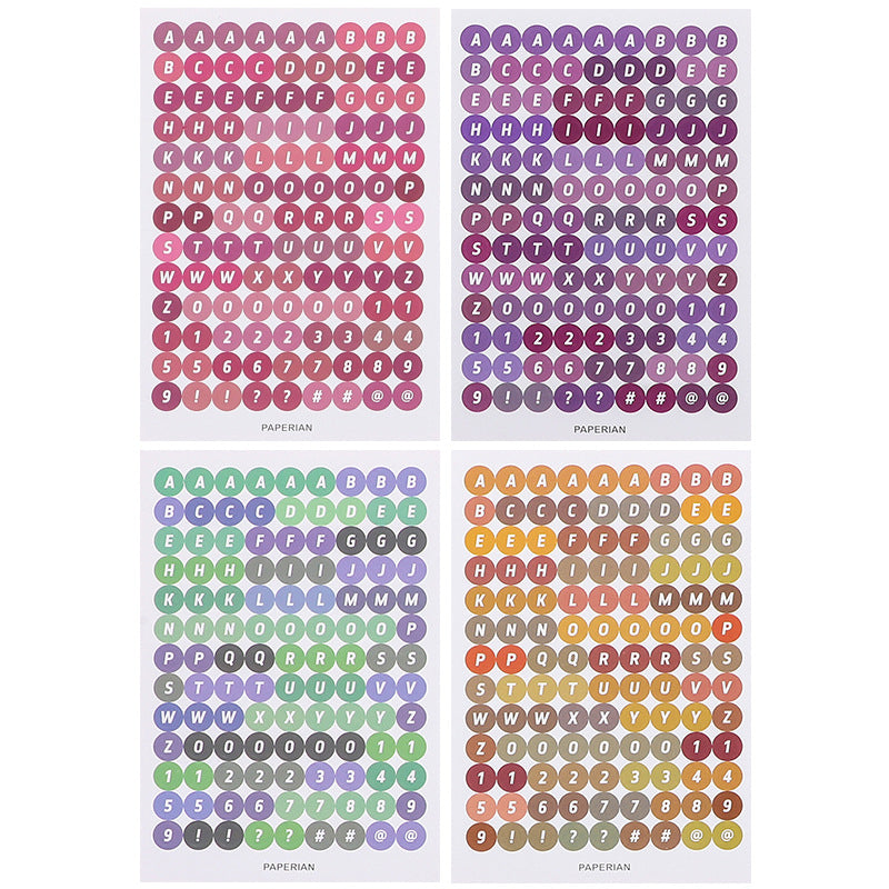 Colorful Round Letter Number Stickers