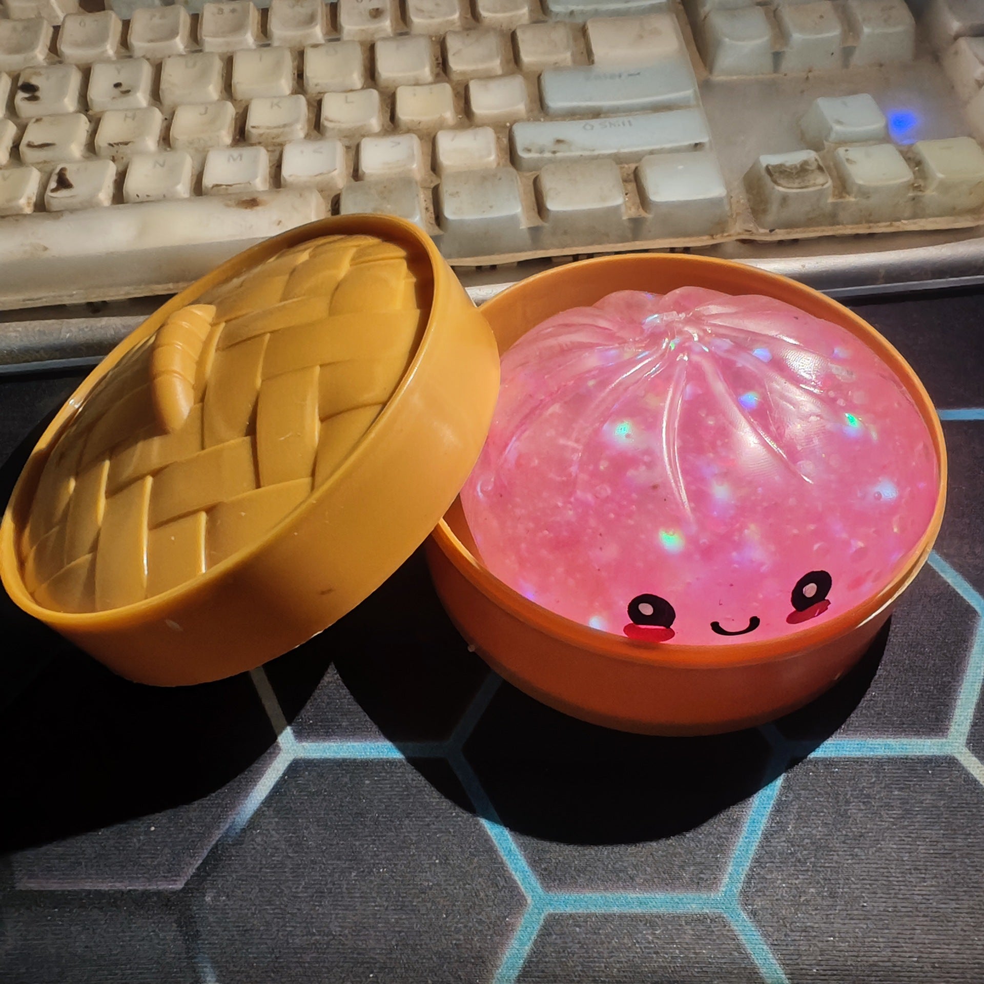 Colorful Smiley Face Steamed Bun Squishy Toy