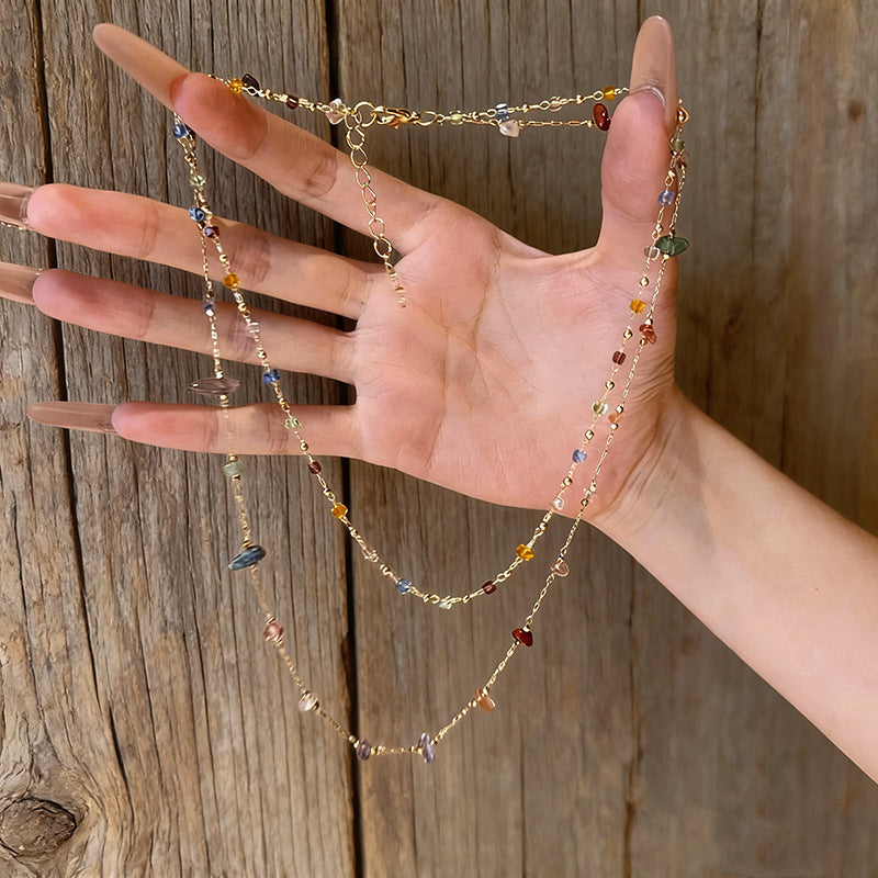 Colorful Square Stone Layered Necklace