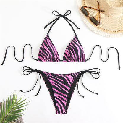 Colorful zebra-patterned bikini