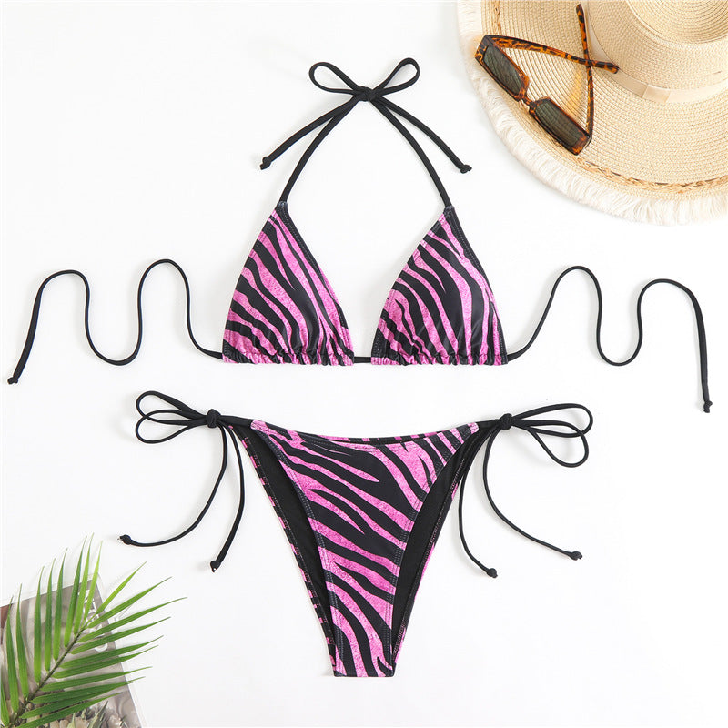 Colorful zebra-patterned bikini