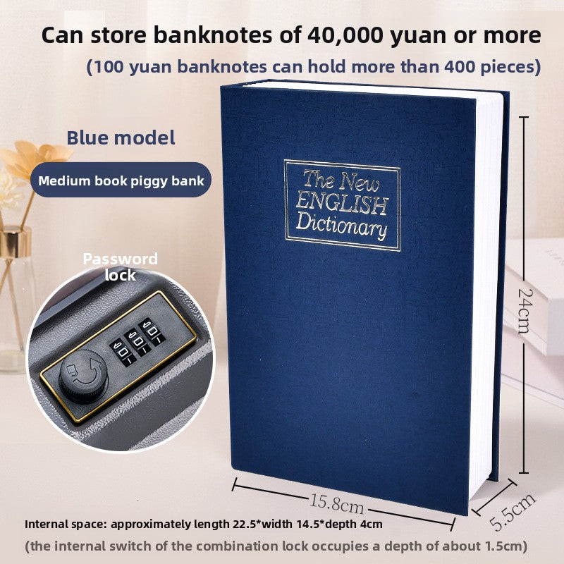 Combination Lock Book Safe Metal Storage Box