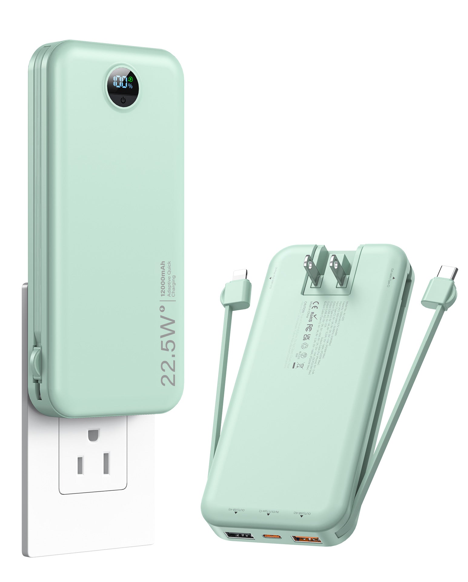 Comes with Ac Plug Power Bank Three-In-One Fast Charging with Cable