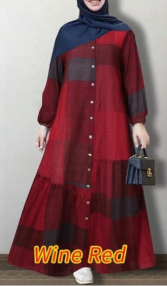 Comfortable Cotton Plaid Dress for Women