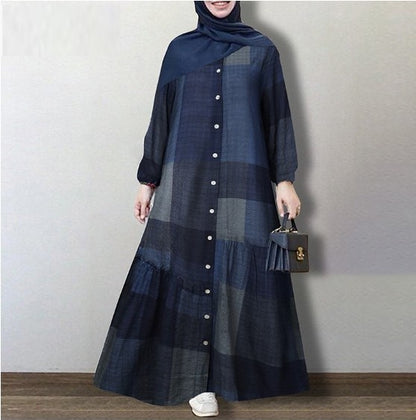 Comfortable Cotton Plaid Dress for Women