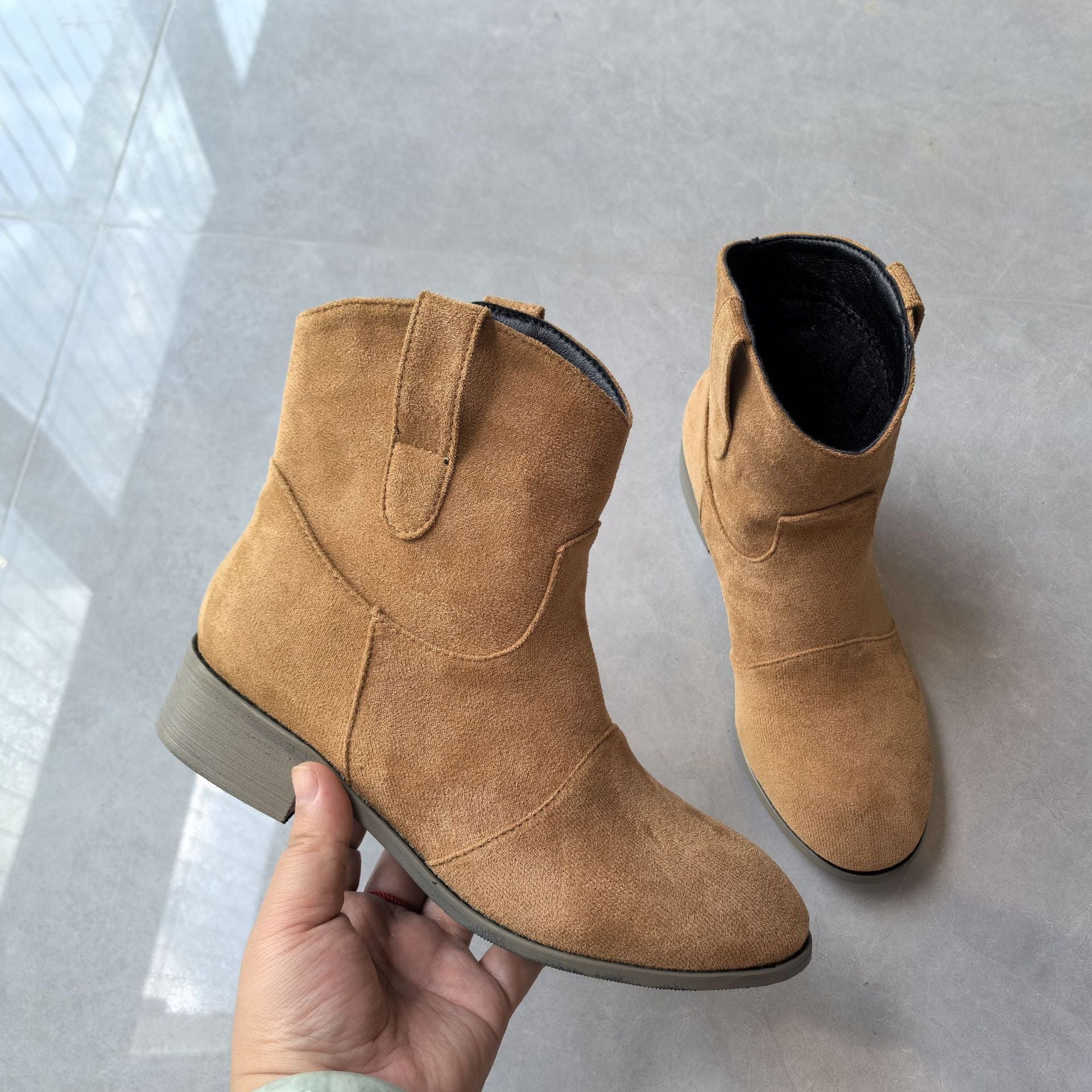 Comfortable Low-Heeled Boots in Large Sizes 40-48, Trendy Low-Cut Women's Boots, Trendy Martin Boots
