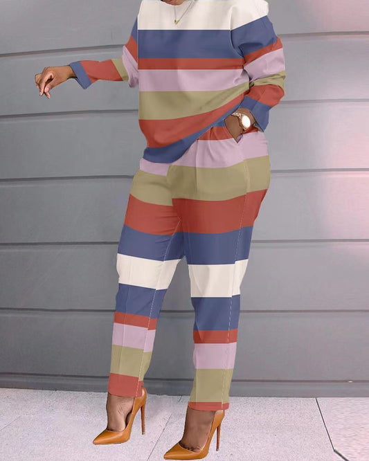 Comfortable printed long-sleeved long pants set