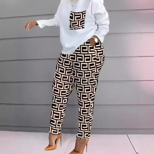 Comfortable printed long-sleeved long pants set