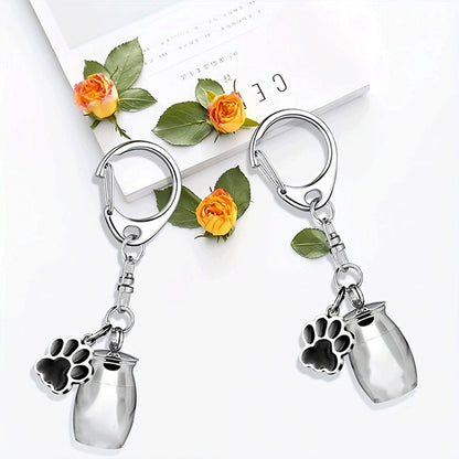 Commemorative Pet Paw Print Keychain Necklace Pendant