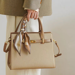 Khaki send two-color silk scarf
