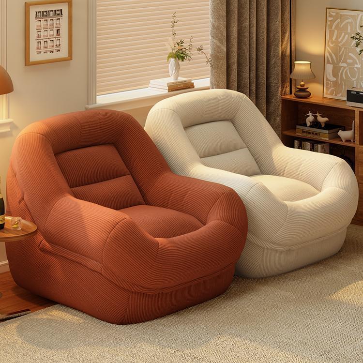Compact Corduroy Lounge Sofa with Optional Footrest