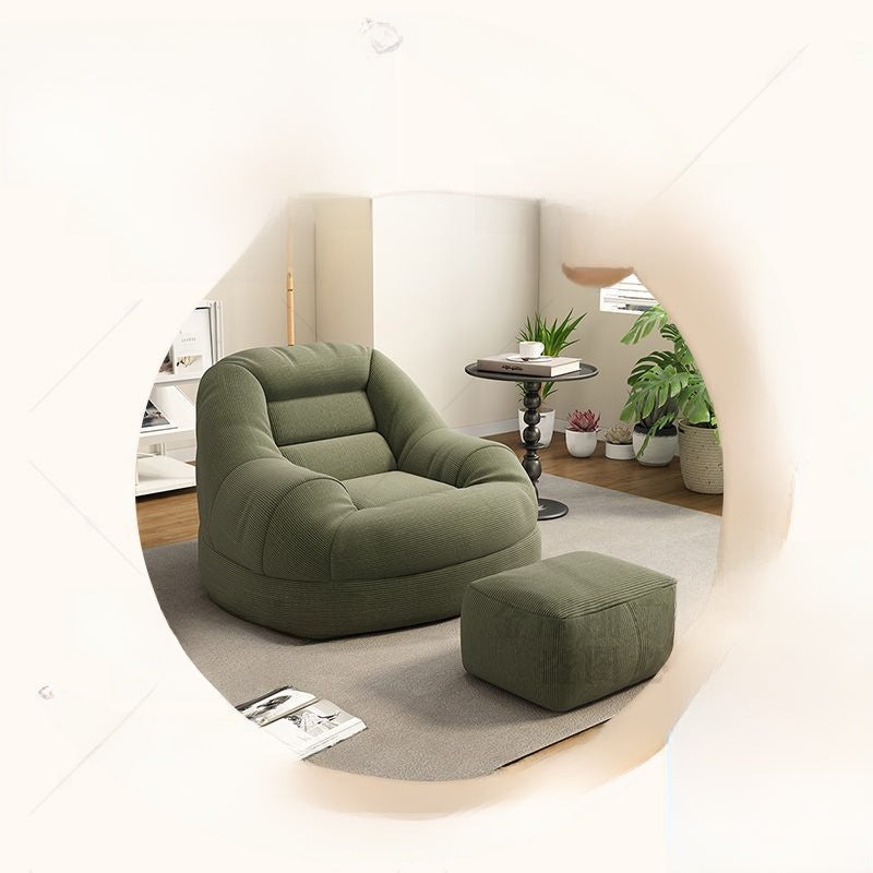 Compact Corduroy Lounge Sofa with Optional Footrest