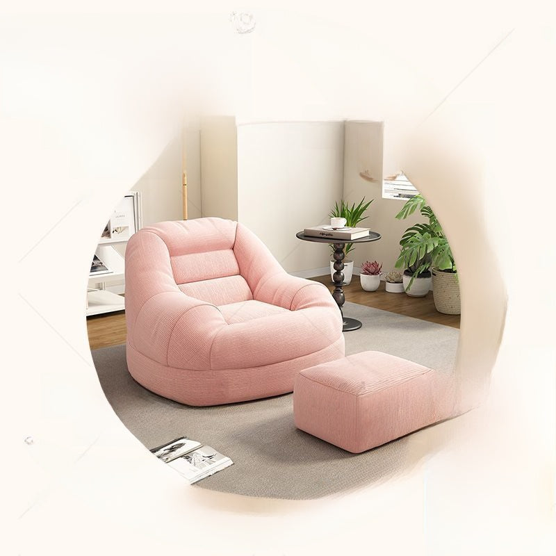 Compact Corduroy Lounge Sofa with Optional Footrest