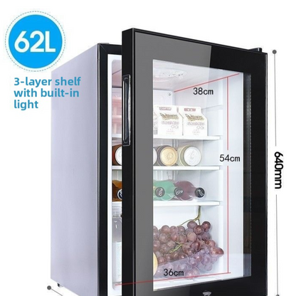 Compact Glass Door Mini Refrigerator with Lock