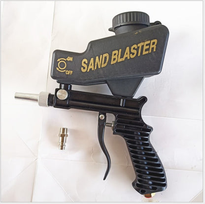 Compact handheld pneumatic sandblasting gun