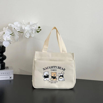 Compact Insulated Tote Bag with Bear Design