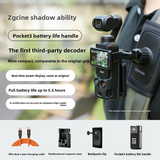 Compact Power Bank Handle for DJI Pocket 3/4 Camera