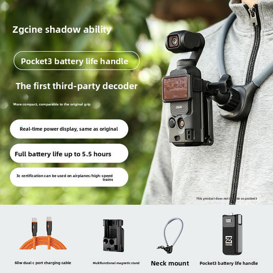 Compact Power Bank Handle for DJI Pocket 3/4 Camera
