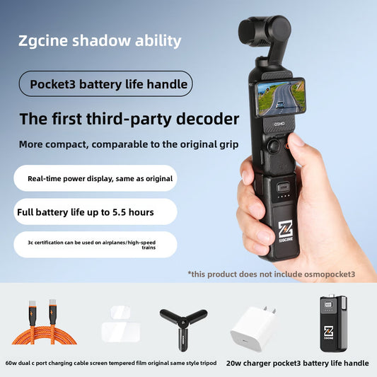 Compact Power Bank Handle for DJI Pocket 3/4 Camera