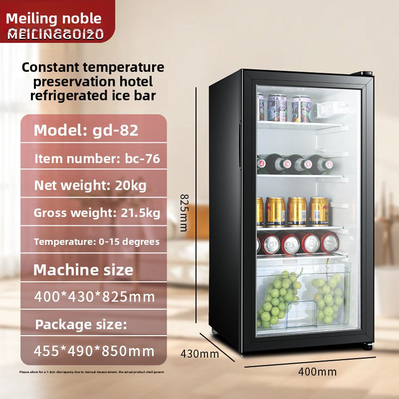 Compact Refrigerator with Transparent Glass Door