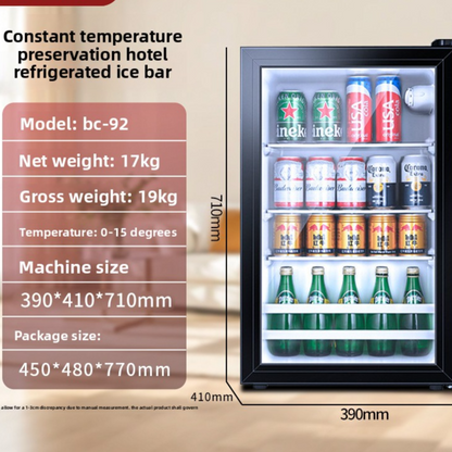 Compact Refrigerator with Transparent Glass Door