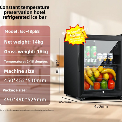 Compact Refrigerator with Transparent Glass Door