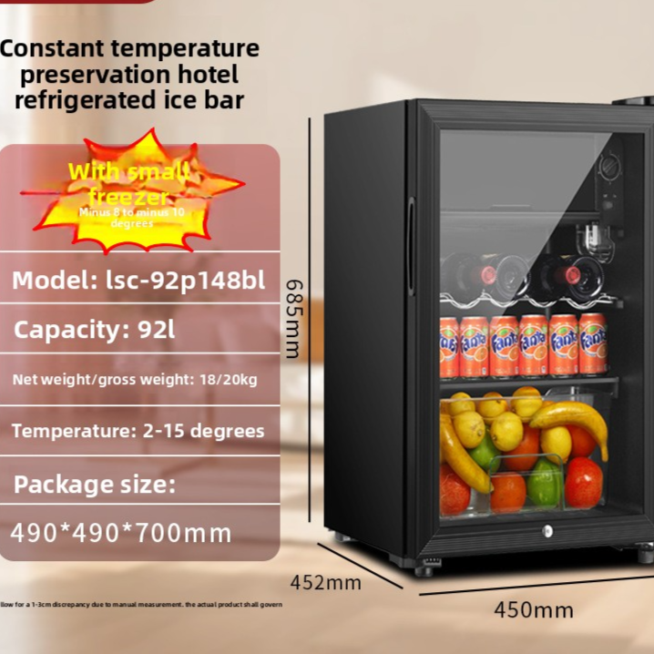 Compact Refrigerator with Transparent Glass Door