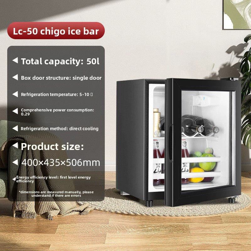 Compact Refrigerator with Transparent Glass Door