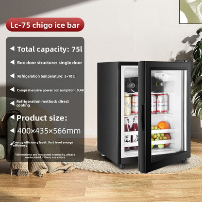 Compact Refrigerator with Transparent Glass Door