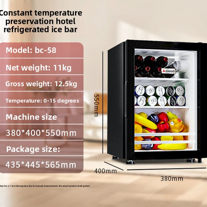 Compact Refrigerator with Transparent Glass Door
