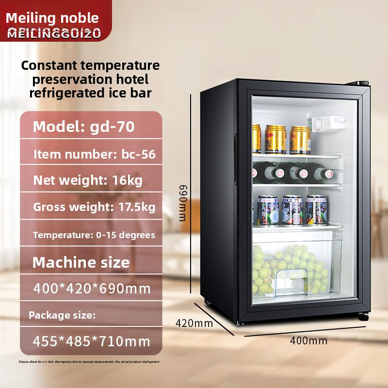 Compact Refrigerator with Transparent Glass Door