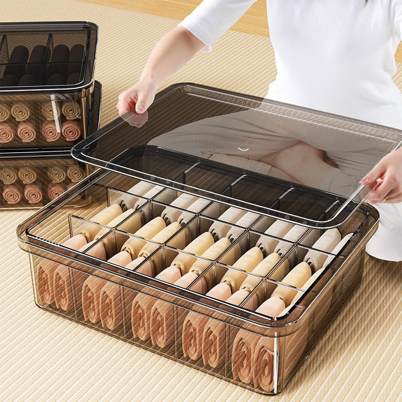 Compartmentalized Underwear Storage Box with Cover