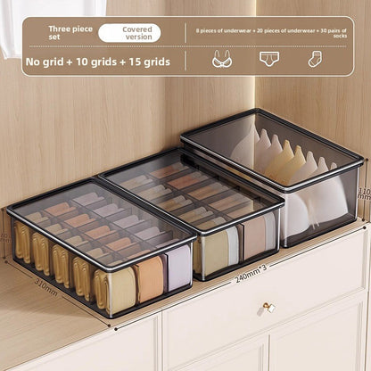 Compartmentalized Underwear Storage Box with Cover